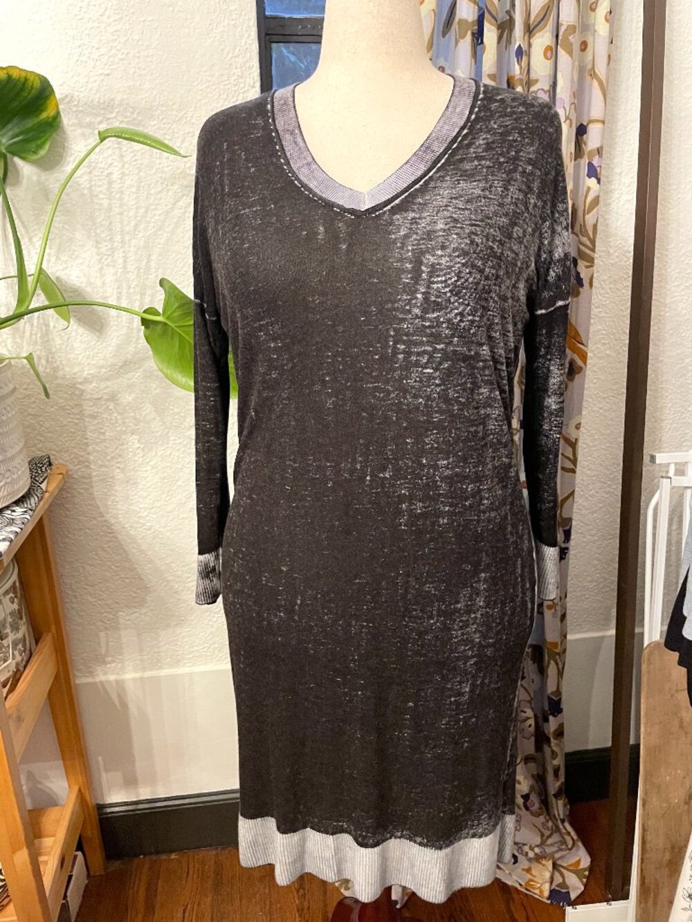 MERSEA XL Cashmere Bamboo Saltwash Dress Boho Beach Lagenlook Minimal NWOT